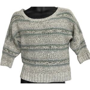 Maurices Sweater Womens Size S Striped Scoop Neck Knit 3/4 Sleeve Wool Blend
